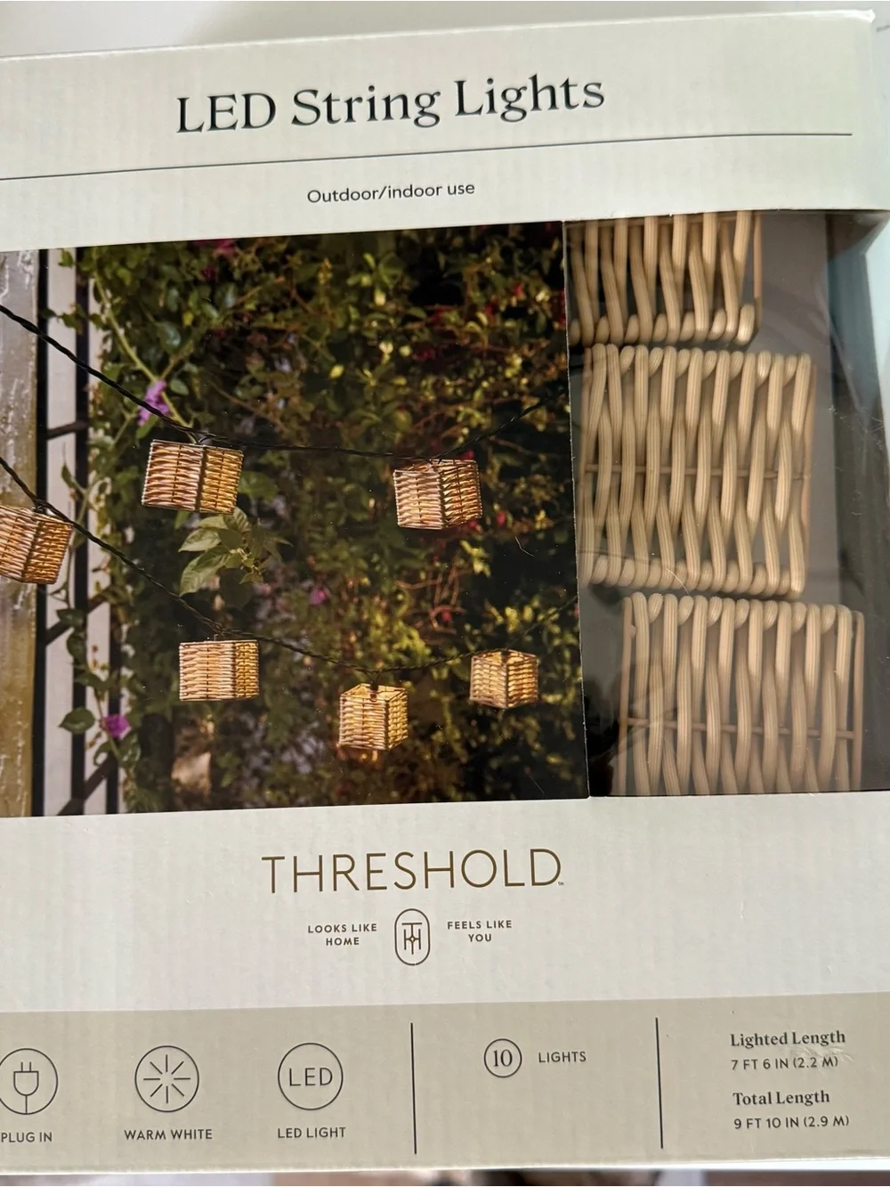 Threshold Rattan Cube String Lights in Warm Tan